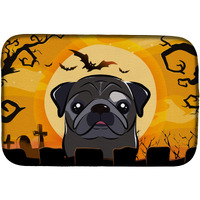 "Caroline's Treasures Halloween Black Pug Dish Drying Mat, 14"" x 21"""