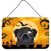 "Caroline's Treasures Halloween Black Pug Wall or Door Hanging Prints BB1821DS812, 8HX12W"
