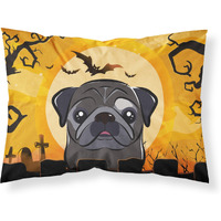 "Caroline's Treasures BB1821PILLOWCASE Halloween Black Pug Fabric Standard Pillowcase, Large, Multicolor"