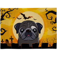 "Caroline's Treasures BB1821PLMT Halloween Black Pug Fabric Placemat, Multicolor"