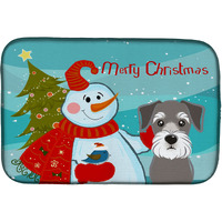 "Caroline's Treasures Snowman with Schnauzer Dish Drying Mat, 14"" x 21"""