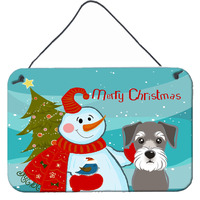 "Caroline's Treasures Snowman with Schnauzer Wall or Door Hanging Prints BB1826DS812, 8HX12W"