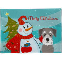"Caroline's Treasures BB1826PLMT Snowman With Schnauzer Fabric Placemat, Multicolor"