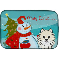 "Caroline's Treasures Snowman With Pomeranian Dish Drying Mat, 14"" x 21"""