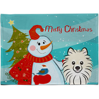 "Caroline's Treasures BB1827PLMT Snowman With Pomeranian Fabric Placemat, Multicolor"