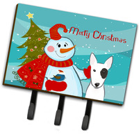 "Caroline's Treasures BB1829TH68 Snowman with Bull Terrier Leash or Key Holder, Large, Multicolor"