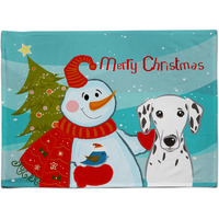 "Caroline's Treasures BB1830PLMT Snowman With Dalmatian Fabric Placemat, Multicolor"