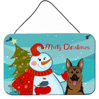 "Caroline's Treasures Snowman with German Shepherd Wall or Door Hanging Prints BB1831DS812, 8HX12W"