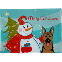 "Caroline's Treasures BB1831PLMT Snowman With German Shepherd Fabric Placemat, Multicolor"