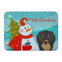 "Caroline's Treasures Snowman Longhair Black Tan Dachshund Floor Mat, 19"" x 27"", Multicolor"