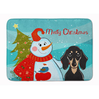 "Caroline's Treasures Snowman Smooth Black and Tan Dachshund Floor Mat, 19"" x 27"", Multicolor"