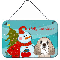 "Caroline's Treasures Snowman with Cocker Spaniel Wall or Door Hanging Prints BB1836DS812, 8HX12W, Multicolor"