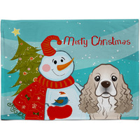 "Caroline's Treasures BB1836PLMT Snowman With Cocker Spaniel Fabric Placemat, Multicolor"