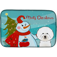 "Caroline's Treasures Snowman With Bichon Frise Dish Drying Mat, 14"" x 21"""