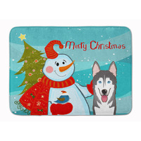 "Caroline's Treasures Snowman with Alaskan Malamute Floor Mat, 19"" x 27"", Multicolor"
