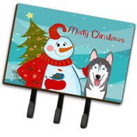 "Caroline's Treasures BB1838TH68 Snowman with Alaskan Malamute Leash or Key Holder, Large, Multicolor"