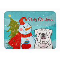 "Caroline's Treasures Snowman with White English Bulldog Floor Mat, 19"" x 27"", Multicolor"