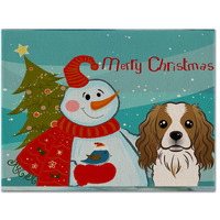 "Caroline's Treasures BB1844PLMT Snowman With Cavalier Spaniel Fabric Placemat, Multicolor"