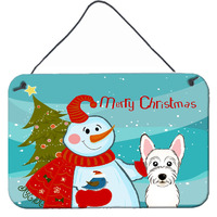 "Caroline's Treasures Snowman with Westie Wall or Door Hanging Prints BB1846DS812, 8HX12W"