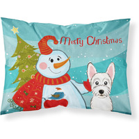 "Caroline's Treasures BB1846PILLOWCASE Snowman with Westie Fabric Standard Pillowcase, Large, Multicolor"