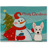 "Caroline's Treasures BB1846PLMT Snowman With Westie Fabric Placemat, Multicolor"