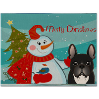 "Caroline's Treasures BB1847PLMT Snowman With French Bulldog Fabric Placemat, Multicolor"
