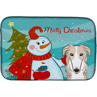 "Caroline's Treasures Snowman with Borzoi Dish Drying Mat, 14"" x 21"""