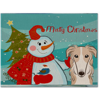 "Caroline's Treasures BB1848PLMT Snowman With Borzoi Fabric Placemat, Multicolor"