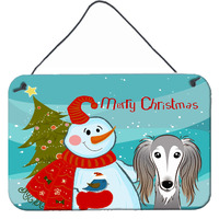 "Caroline's Treasures Snowman with Saluki Wall or Door Hanging Prints BB1849DS812, 8HX12W"