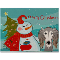 "Caroline's Treasures BB1849PLMT Snowman With Saluki Fabric Placemat, Multicolor"
