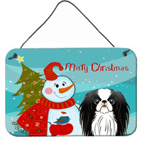 "Caroline's Treasures Snowman with Japanese Chin Wall or Door Hanging Prints BB1850DS812, 8HX12W"