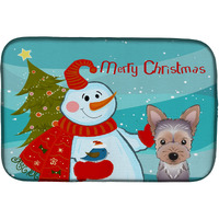 "Caroline's Treasures Snowman With Yorkie Puppy Dish Drying Mat, 14"" x 21"""