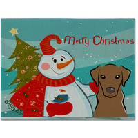 "Caroline's Treasures BB1854PLMT Snowman With Chocolate Labrador Fabric Placemat, Multicolor"