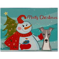 "Caroline's Treasures BB1856PLMT Snowman With Italian Greyhound Fabric Placemat, Multicolor"