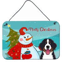 "Caroline's Treasures Snowman with Bernese Mountain Dog Wall or Door Hanging Prints BB1857DS812, 8HX12W"