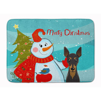 "Caroline's Treasures Snowman with Min Pin Floor Mat, 19"" x 27"", Multicolor"