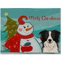 "Caroline's Treasures BB1861PLMT Snowman With Border Collie Fabric Placemat, Multicolor"