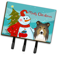 "Caroline's Treasures BB1862TH68 Snowman with Sheltie Leash or Key Holder, Large, Multicolor"