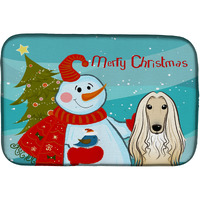 "Caroline's Treasures Snowman with Afghan Hound Dish Drying Mat, 14"" x 21"""