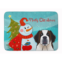 "Caroline's Treasures Snowman with Saint Bernard Floor Mat, 19"" x 27"", Multicolor"