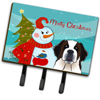 "Caroline's Treasures BB1866TH68 Snowman with Saint Bernard Leash or Key Holder, Large, Multicolor"