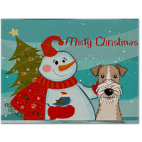 "Caroline's Treasures BB1867PLMT Snowman With Wire Haired Fox Terrier Fabric Placemat, Multicolor"