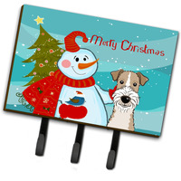"Caroline's Treasures BB1867TH68 Snowman with Wire Haired Fox Terrier Leash or Key Holder, Large, Multicolor"