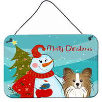 "Caroline's Treasures Snowman with Papillon Wall or Door Hanging Prints BB1868DS812, 8HX12W"