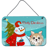 "Caroline's Treasures Snowman with Chihuahua Wall or Door Hanging Prints BB1871DS812, 8HX12W, Multicolor"