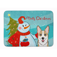 "Caroline's Treasures Snowman with Sable Corgi Floor Mat, 19"" x 27"", Multicolor"