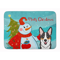 "Caroline's Treasures Snowman with Tricolor Corgi Floor Mat, 19"" x 27"", Multicolor"
