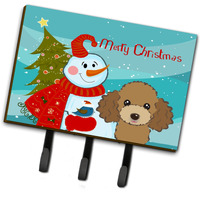"Caroline's Treasures BB1876TH68 Snowman with Chocolate Brown Poodle Leash or Key Holder, Large, Multicolor"