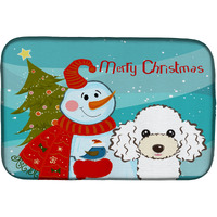 "Caroline's Treasures Snowman with White Poodle Dish Drying Mat, 14"" x 21"""