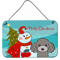 "Caroline's Treasures Snowman with Silver Gray Poodle Wall or Door Hanging Prints BB1879DS812, 8HX12W"